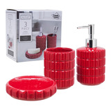 Accesorios De Baño Cerámica Rojo Bloques Simply Home 