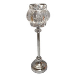 Candelabro Rey Portavela Crystal Con Caireles 43x13 Cm