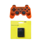 Control Alámbrico Compatible Con Ps2 Trans + Memory Card 8mb