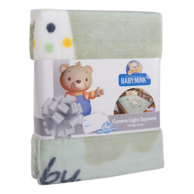 Cobertor Cunero Ligero Baby Mink Bm082 Color Verde claro Trompitas | MercadoLibre