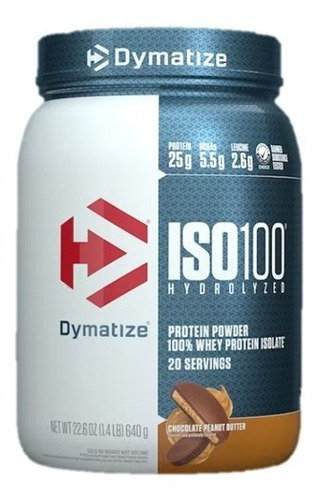 Proteina Iso 100 Dymatize Hidrolizada 1.4 Lbs 20 Servicios Sabor Chocolate Peanut Butter