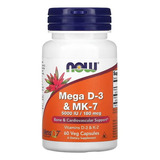 Mega D-3 & Mk-7 Now Foods Vitamina K2 180mcg D3 5000iu 60cap