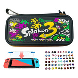 Estuche Rígido Splatoon 3 + 2caps + Vidrio Nintendo Switch