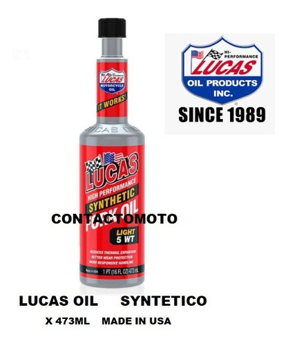 Aceite Horquilla Suspension Fork Oil 5 W Lucas Syntetico Usa