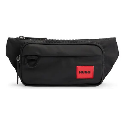 Riñonera Hugo Para Hombre Con Parche De Logo Rojo Color Negro | Meses sin interés