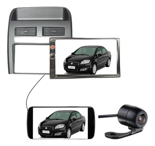 Central Multimidia 2 Din Fiat Linea 08 A 14 Mp5 Prata