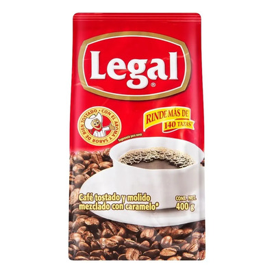 Café Tostado Y Molido Con Azúcar Bolsa De 400g Legal