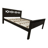 Cama Pino Resistente 2,5 Plazas 140x190 Cm Maciza Cruz Color Negro