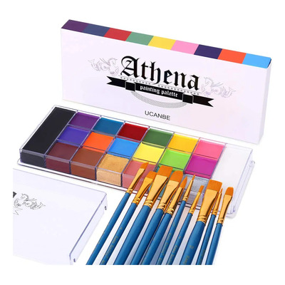Ucanbe Kit Maquillaje Pintacaritas Profesional 20 Colores Body Paint Con 10 Brochas Alta Pigmentacion Base Aceite Larga Duracion Para Rostro Y Cuerpo Halloween Cosplay Fiesta