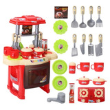 Cocinita Infantil Niñas Luz Y Sonido 24 Piezas Color Rojo