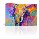Cuadro Decorativo Canvas Pintura Impresa Elefante De Colores