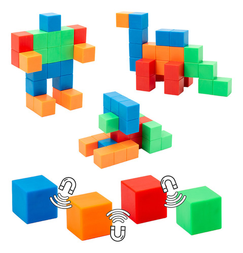 Juguete Didáctico Bloques Construcción Magnéticos Mini Minds Cantidad De Piezas 32 Color Vibrantes