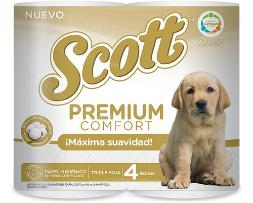 Papel Higiénico Scott Premium Comfort Triple Hoja 4 Rollos