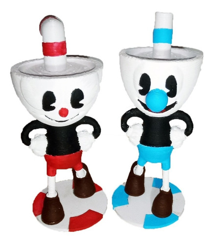 Muñecos Cuphead & Mugman Figuras 15cm Impreso 3d / Pintado