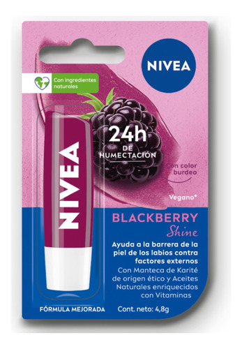 Protector Labial Humectante Blackberry Shine X 4,8 Grs