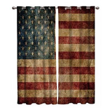 Window Curtain Vintage Retro American Flag Home Decor D...