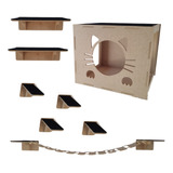  Kit Playgroud Para Gatos Kit 8 Peças De Parede Ponte Degrau