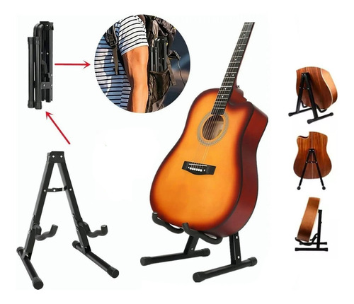 Soporte Plegable De Base Metálica Para Guitarra O Bajo