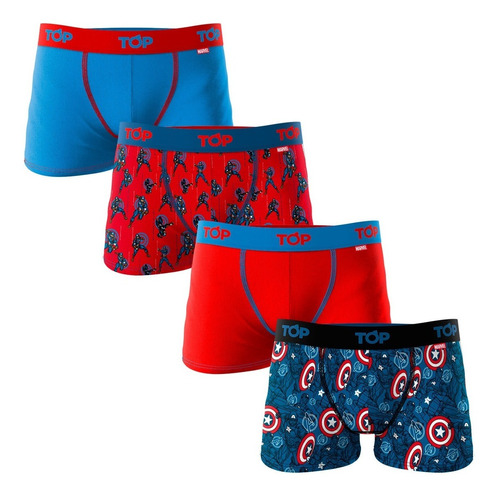 Boxer Niño Algodón Marvel Pack 4 C2 Capitán América Top