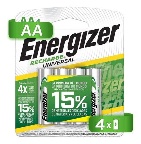 Pila Energizer Recargable Aa Con 4 2000mah Nh15bp4