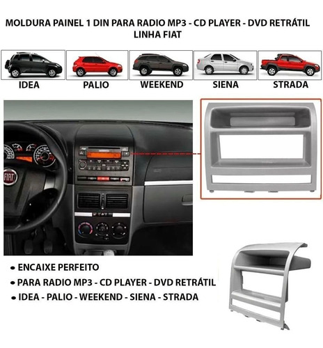 Moldura Dvd Retrátil Fiat Idea Adventure 2009 Prata