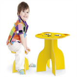 Conjunto Infantil Madeira Mesa Cadeira Tigre Amarelo