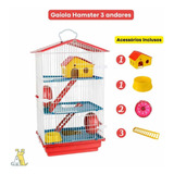 Gaiola Hamister Roedores 3 Andares Completa Brinquedos Pet