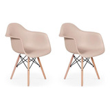 Conjunto 02 Cadeiras Eames Eiffel Com Braços Design - Nude