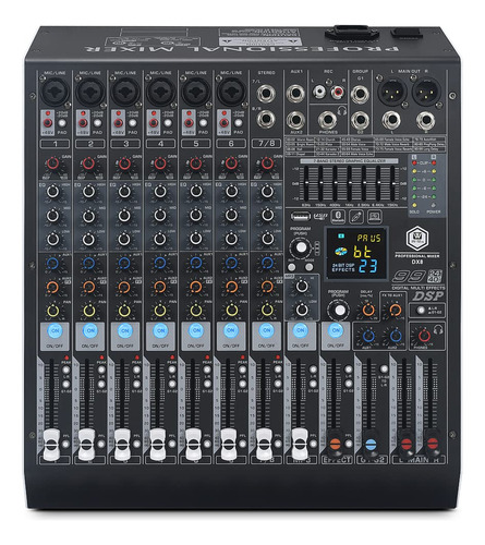 Inmix Mezclador De Audio Profesional Dx8 Dj De 8 Canales Co