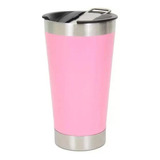 Copo Térmico Caneca Cerveja Com Tampa E Abridor Agua Gelada Cor Rosa-claro Copo Térmico 473ml Com Tampa E Abridor Para Cerveja