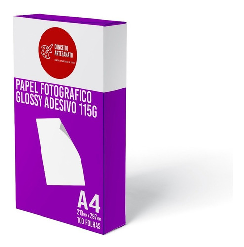 Papel Fotográfico A4 Glossy Adesivo 115g 100 Folhas Premium