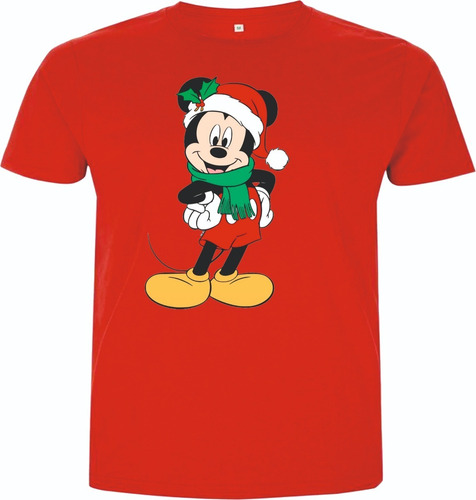 Camisetas Navideñas Mickey Mouse Navidad Apliq Adultos Niños