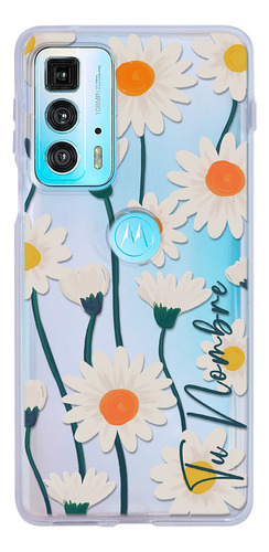 Funda Para Motorola Para Mujer Flores Margaritas Con Nombre