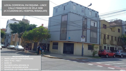 Local Comercial En Esquina En Lince (a 3 Cuadras De Hospital Rebagliati)
