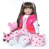 Muñeca Npk De Silicona + Algodón Con Cabello Largo, 60 Cm