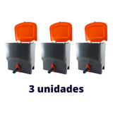 3 Baldes Amamentador De Bezerro 5 Lts Com Suporte De Parede