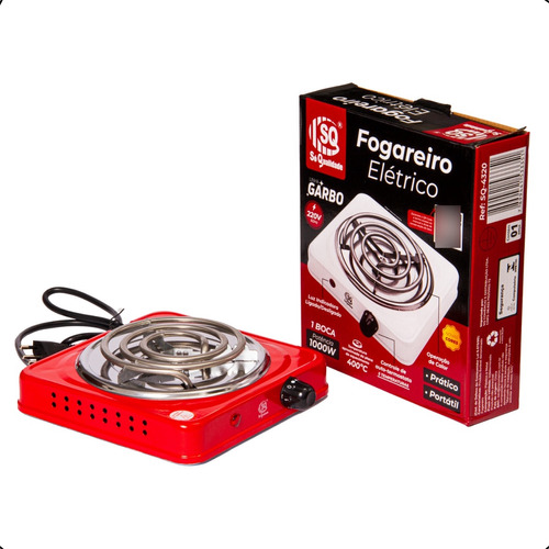 Fogareiro Eletrico Cooktop Portatil 220v 1 Boca 1000w Preto