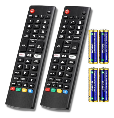 Kit 2 Controle Remoto Universal + 4 Pilhas Para Smart Tv LG