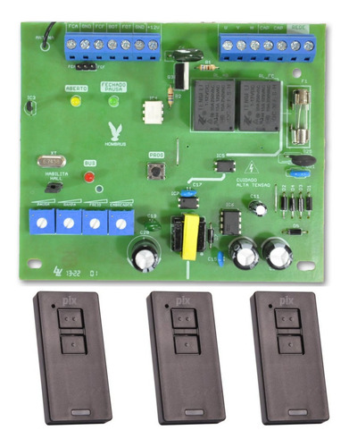 Central Hall Motor Portão Rossi 3 Controles  Nkxh30 Dz3 Dz4