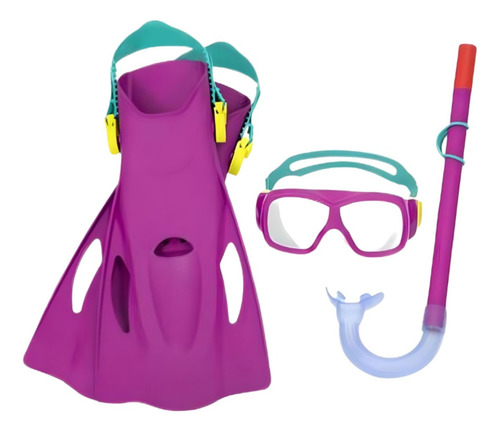 Kit Buceo Juvenil Antiparras Snorkel Aletas Safit Bestway