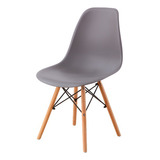 Set 2 Sillas Réplica Eames Color De La Estructura De La Silla Marrón Claro Color Del Asiento Gris Oscuro