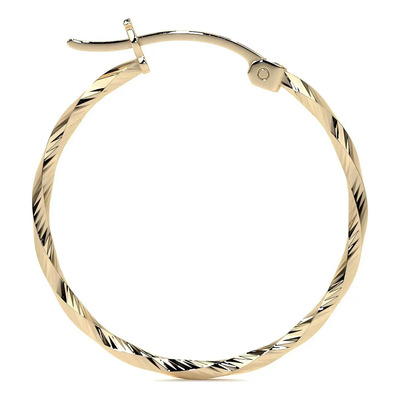 Arete Arracada De Oro De 10k Diamantada Estilo Torsal 20mm | Meses sin interés