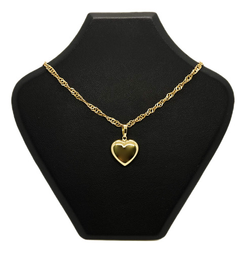 Cadena Singapur Y Dije Corazón Oro 18k 41 Cm