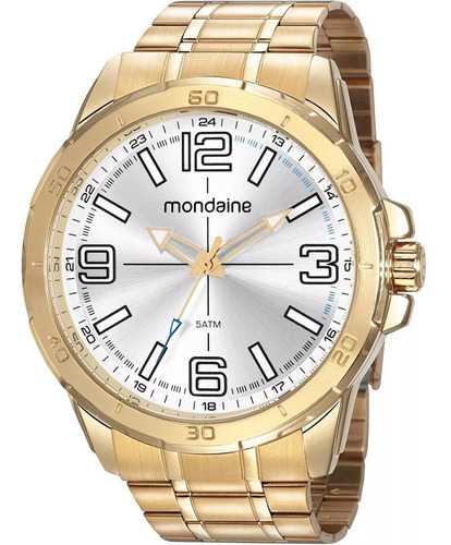 Relógio Masculino Mondaine Grande Dourado Original Luxo