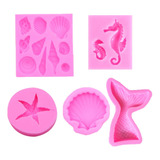 5pcs Cocina Fondant De Molde Silicona Cola De Sirena Mar