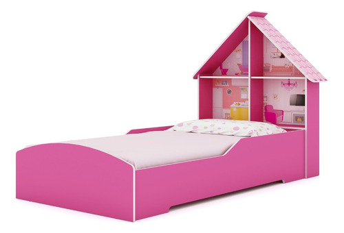 Cama Casita 1 Plaza Niña Color Rosa