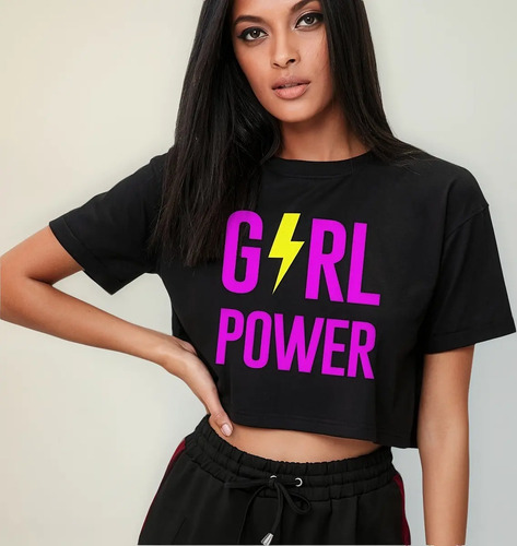 Playera Crop Top Deportivo Girl Power Ropa Mujer Deportiva