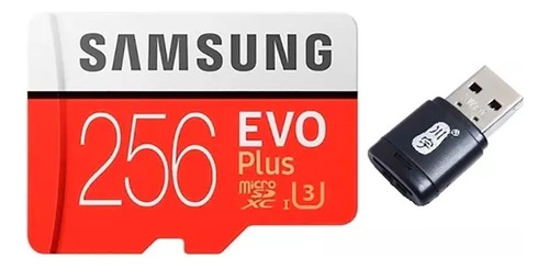 Micro Sd Samsung Evo Plus 256gb 100mb/s + Adaptador Usb 2.0