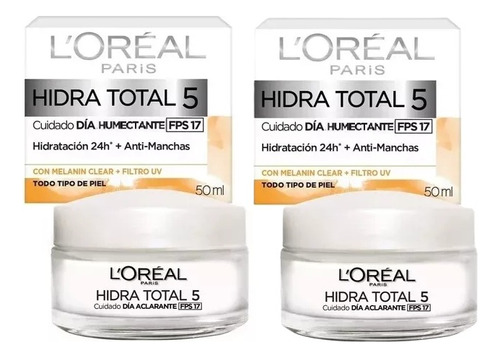 Loreal Hidra Total 5 Crema Anti Manchas Fps17 Pack 2pz 50gr