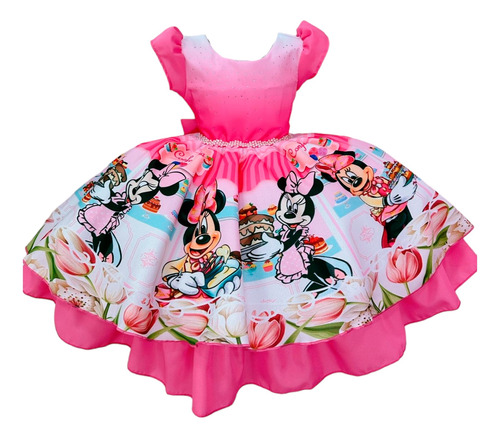 Vestido Infantil Confeitaria Da Minnie Princesas Festas